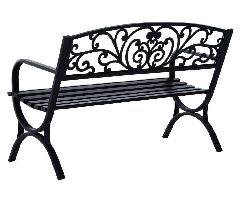 Outsunny Banca Pentru Extern Din Fonta Prelucrata, Negru, 127x60x85cm - 8