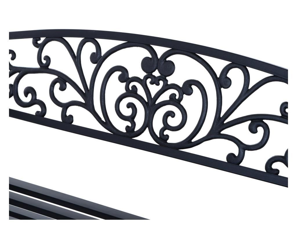 Outsunny Banca Pentru Extern Din Fonta Prelucrata, Negru, 127x60x85cm - 9