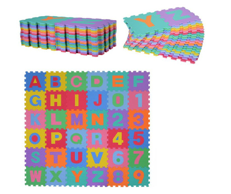 Homcom Covor Puzzle Joaca Copii 36 Bucati - 26 Litere si Numeri De La 0 La 9