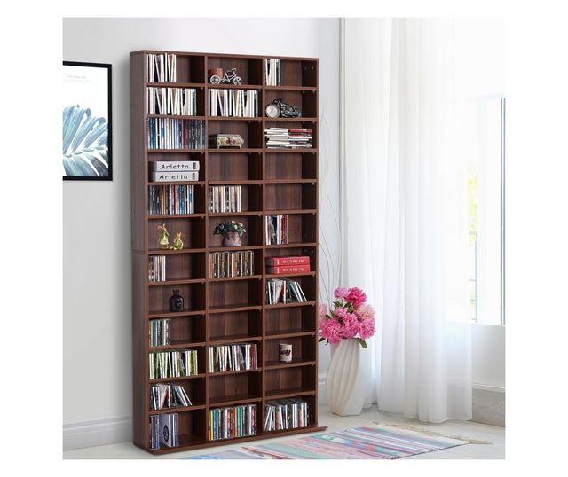 Homcom Librarie De Perete In Lemn, Maro, 195x102x23.5cm