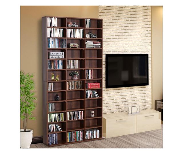 Homcom Librarie De Perete In Lemn, Maro, 195x102x23.5cm