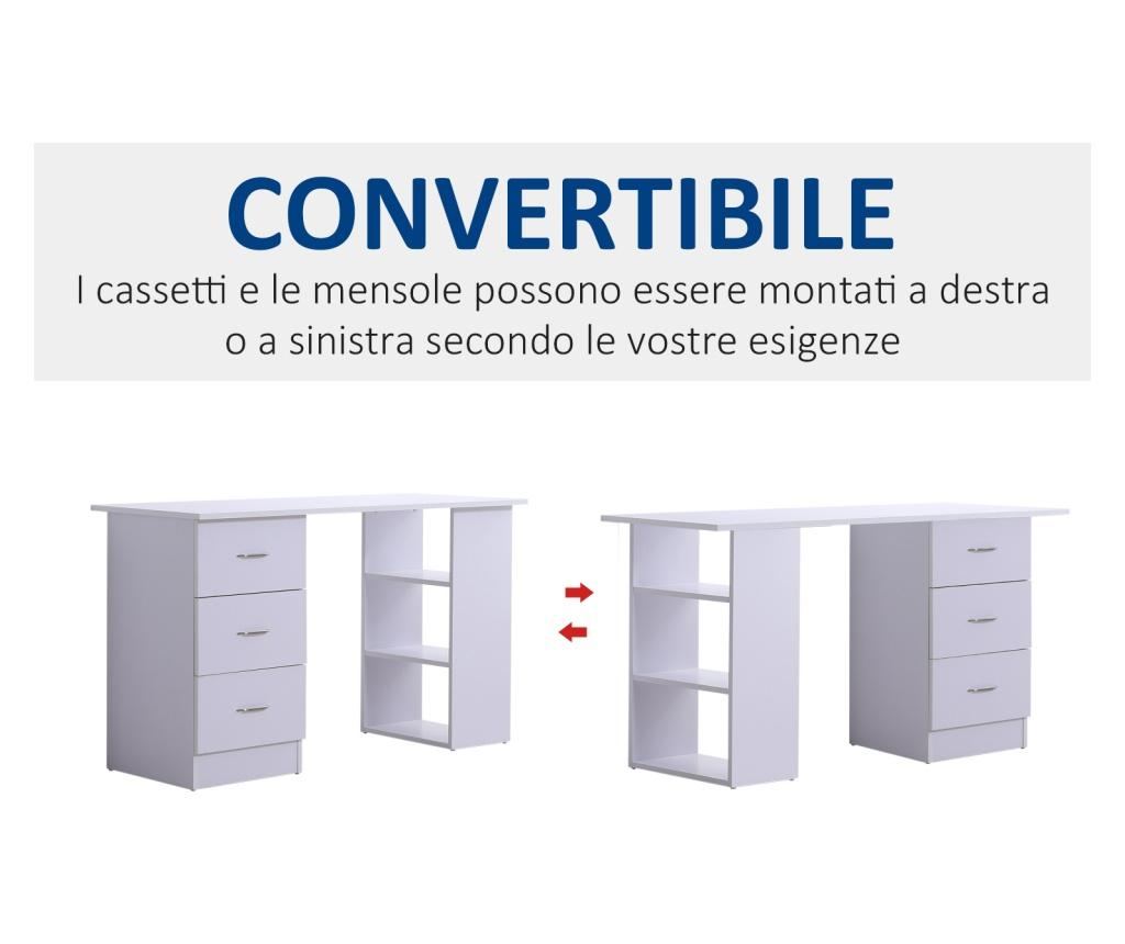 Homcom Birou Modern Cu 3 Sertare Si Rafturi In Lemn Alb 120x49x72cm Homcom, 134x57x12 cm - 5