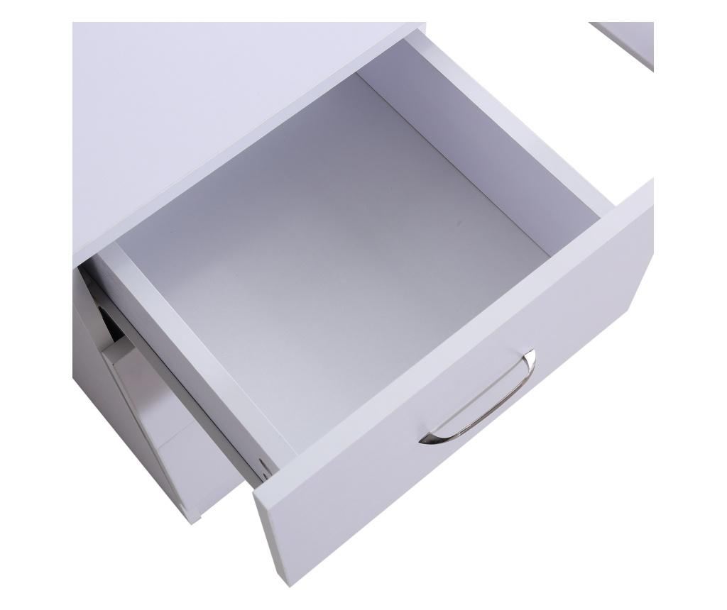 Homcom Birou Modern Cu 3 Sertare Si Rafturi In Lemn Alb 120x49x72cm Homcom, 134x57x12 cm - 9