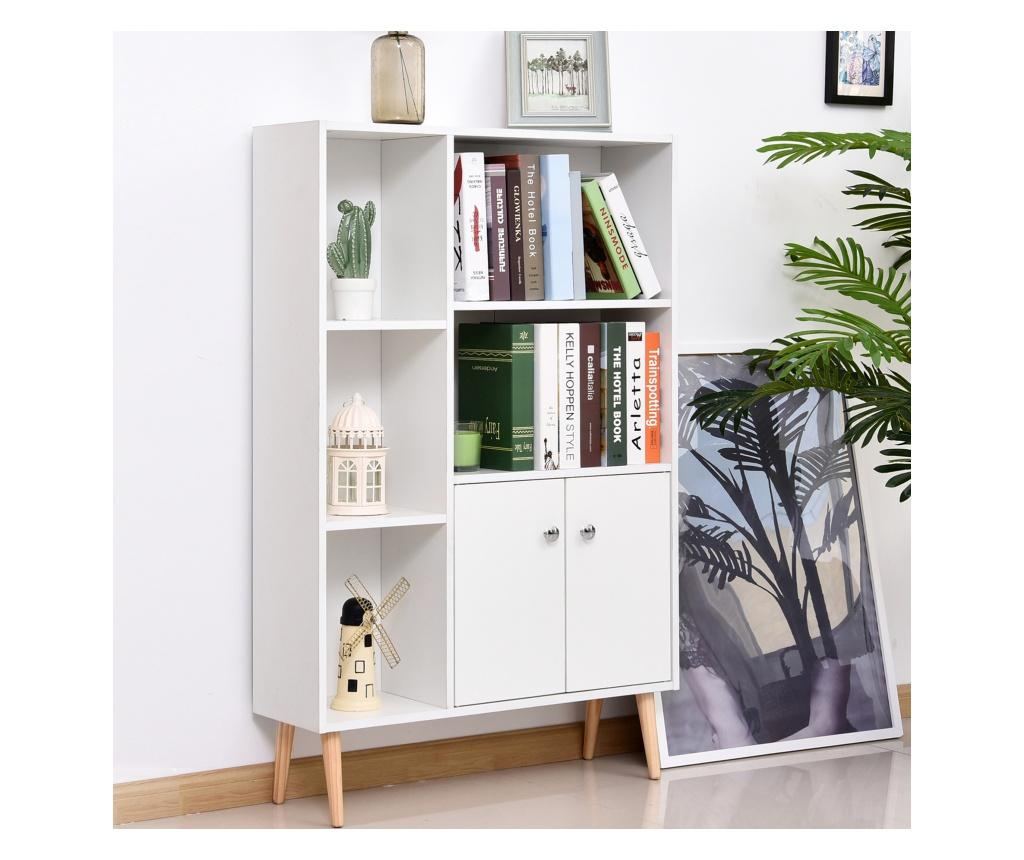 Homcom Fehér Fenőfa Könyvespolc Lábakkal 80 x 23,5 x 118cm - 2