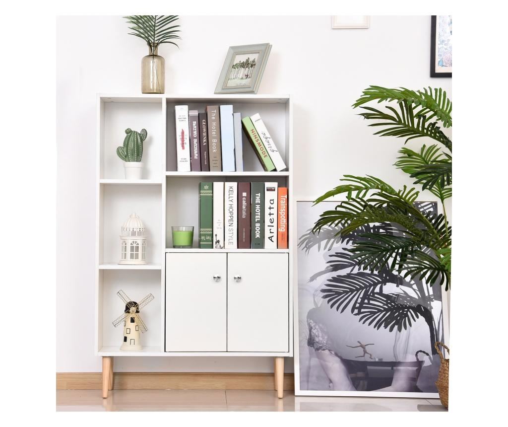 Homcom Fehér Fenőfa Könyvespolc Lábakkal 80 x 23,5 x 118cm - 3