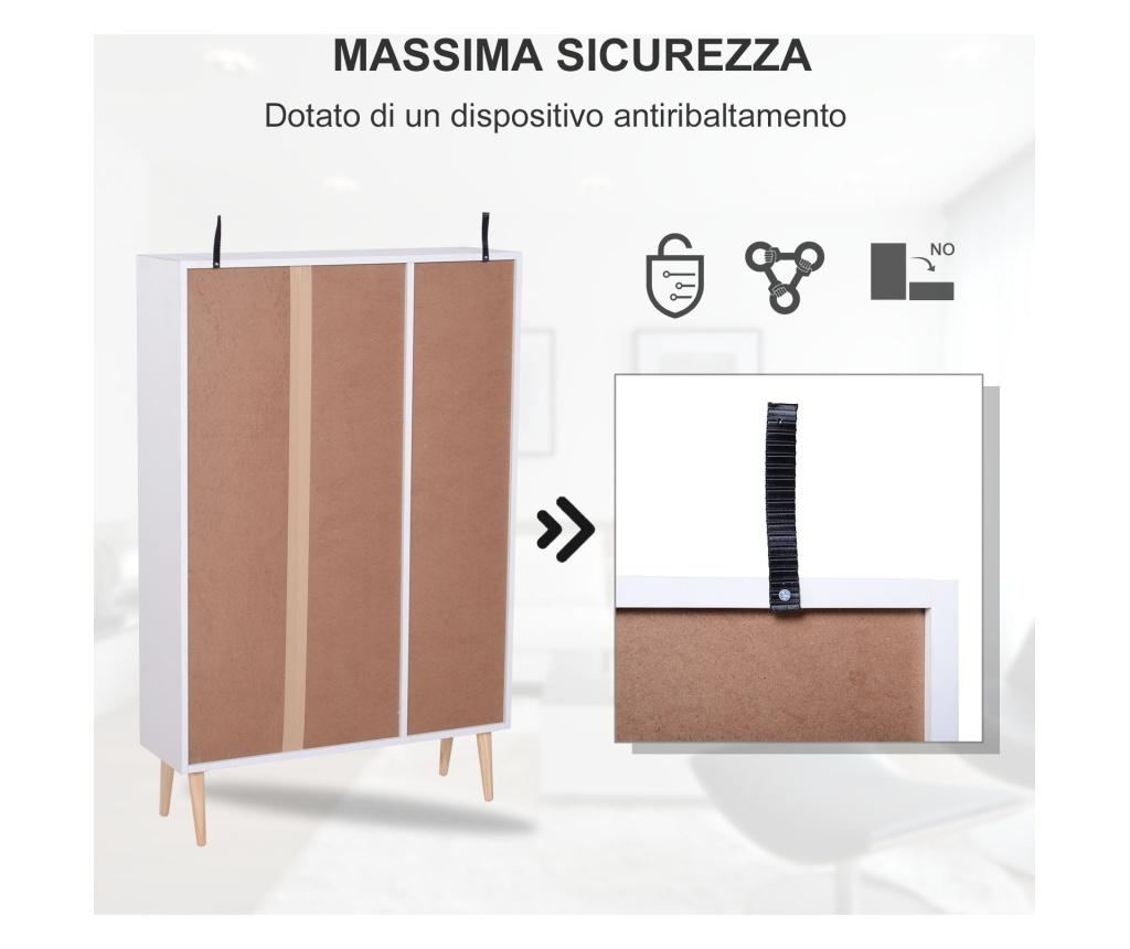 Homcom Fehér Fenőfa Könyvespolc Lábakkal 80 x 23,5 x 118cm - 5