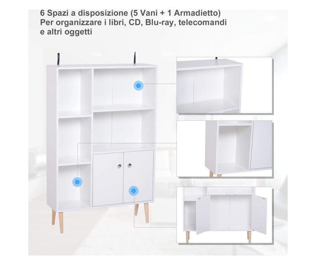 Homcom Fehér Fenőfa Könyvespolc Lábakkal 80 x 23,5 x 118cm - 6
