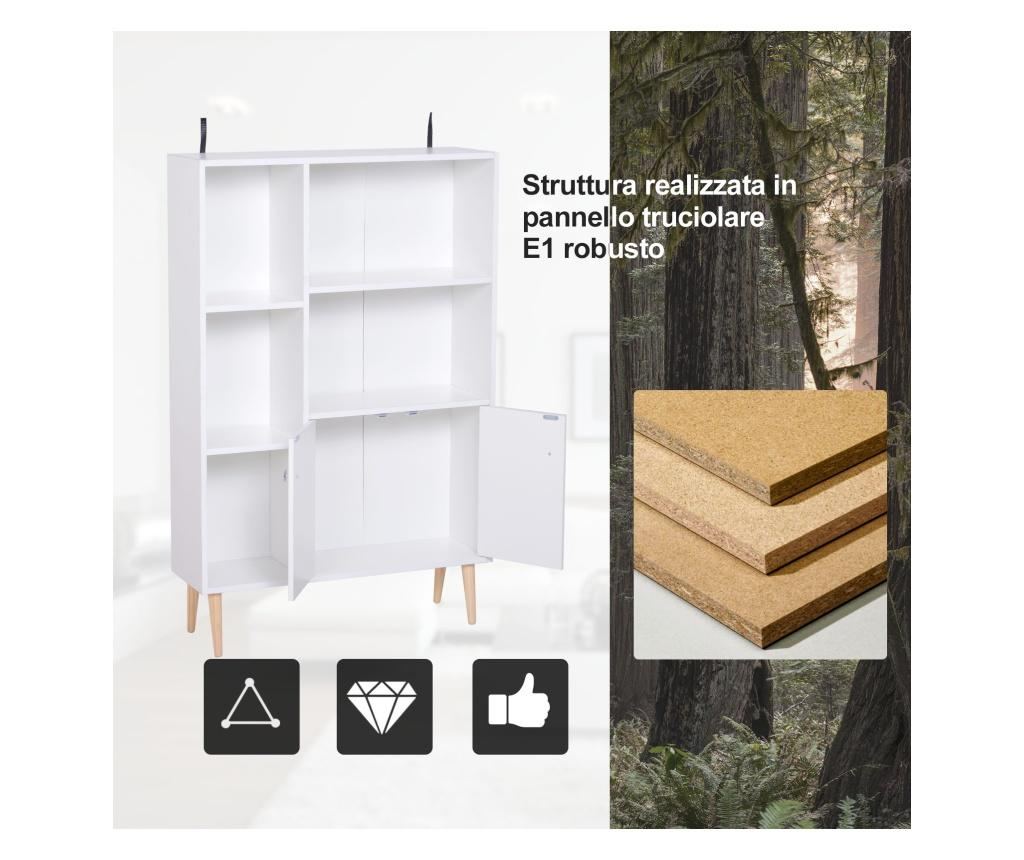 Homcom Fehér Fenőfa Könyvespolc Lábakkal 80 x 23,5 x 118cm - 7