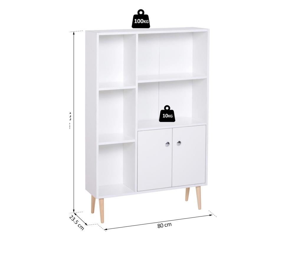 Homcom Fehér Fenőfa Könyvespolc Lábakkal 80 x 23,5 x 118cm - 8