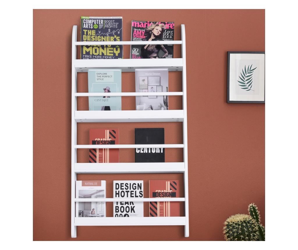 Homcom Стенна етажерка за книги с 4 дървени рафта, бяла 59 x 12 x 113 см - 2