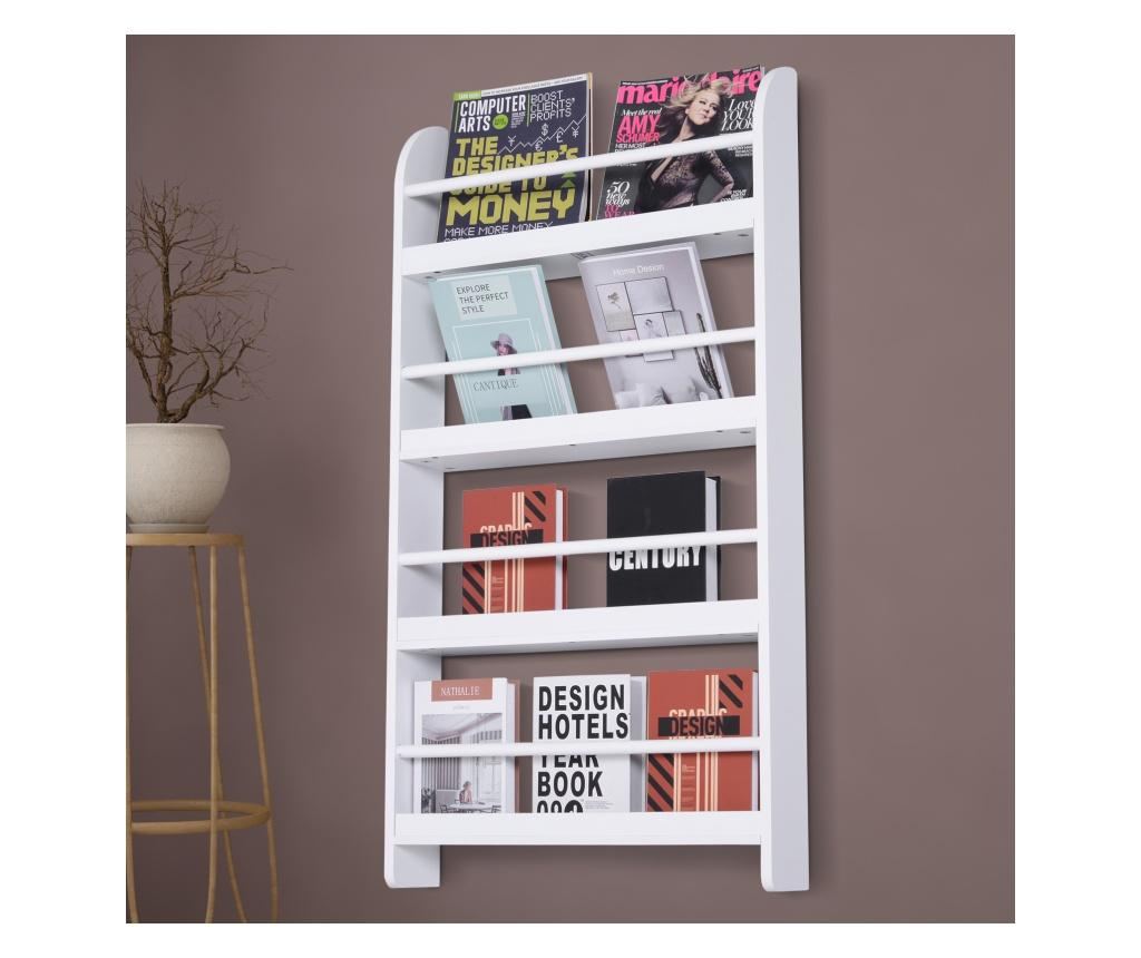 Homcom Стенна етажерка за книги с 4 дървени рафта, бяла 59 x 12 x 113 см - 3