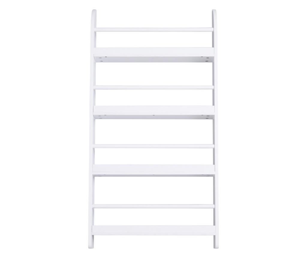 Homcom Стенна етажерка за книги с 4 дървени рафта, бяла 59 x 12 x 113 см - 4