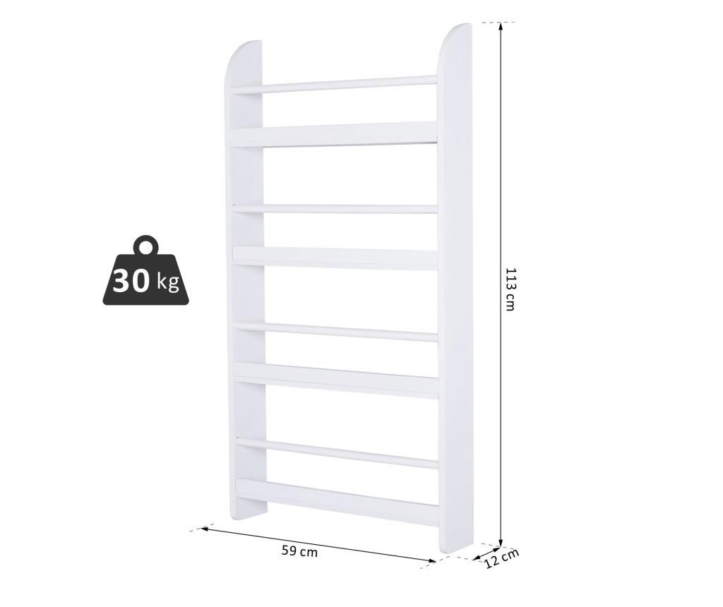 Homcom Стенна етажерка за книги с 4 дървени рафта, бяла 59 x 12 x 113 см - 8