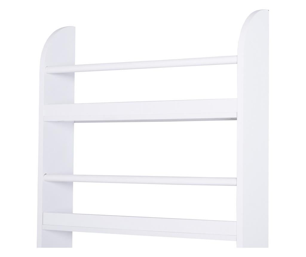 Homcom Стенна етажерка за книги с 4 дървени рафта, бяла 59 x 12 x 113 см - 10