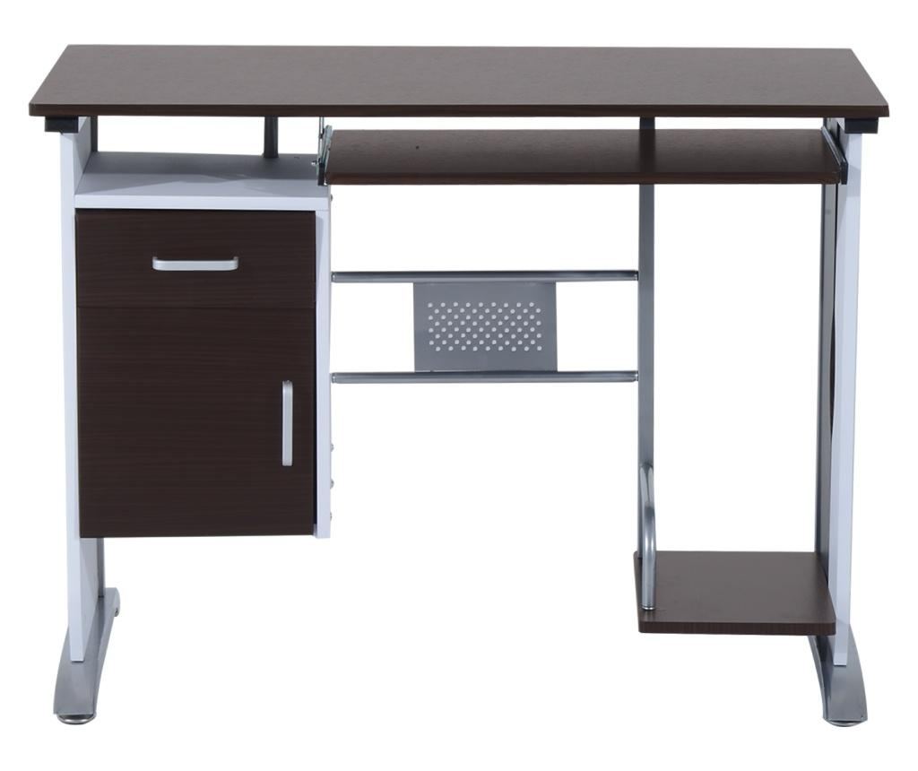Homcom Birou Pentru Pc Cu Sertare In Lemn, 100x52x75cm, Maro - 5