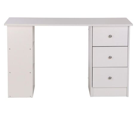 Homcom íróasztal fiókokkal és polcokkal, fehér, 120x49x72cm