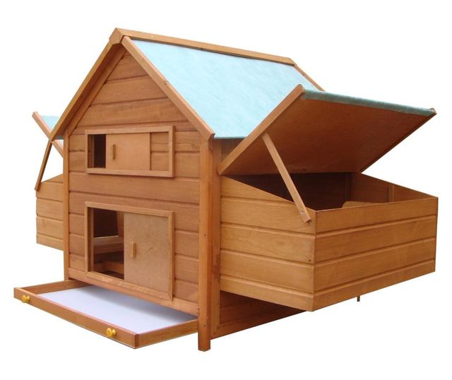 Pawhut Cotet Pentru Gaini De Gradina Din Lemn De Brad, Lemn Verde, 160x98.5x107cm