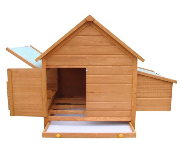 Pawhut Cotet Pentru Gaini De Gradina Din Lemn De Brad, Lemn Verde, 160x98.5x107cm