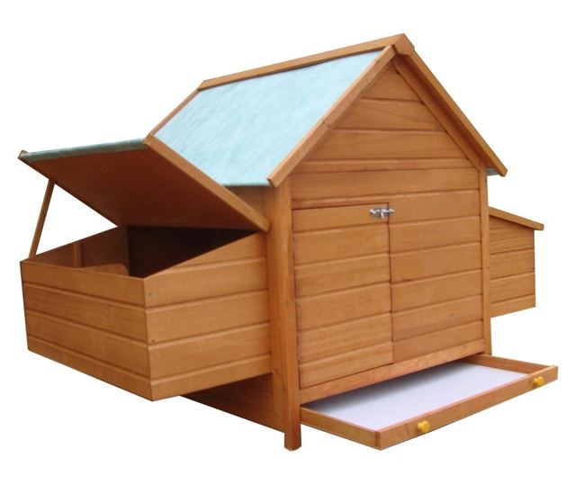 Pawhut Cotet Pentru Gaini De Gradina Din Lemn De Brad, Lemn Verde, 160x98.5x107cm