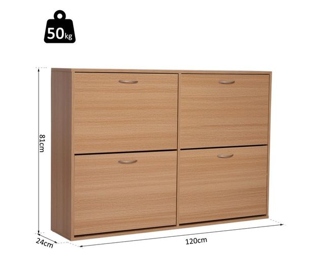 Homcom Dulap Pantofi Capacitate 24 Hol Si Dormitor Lemn 120x24x81cm