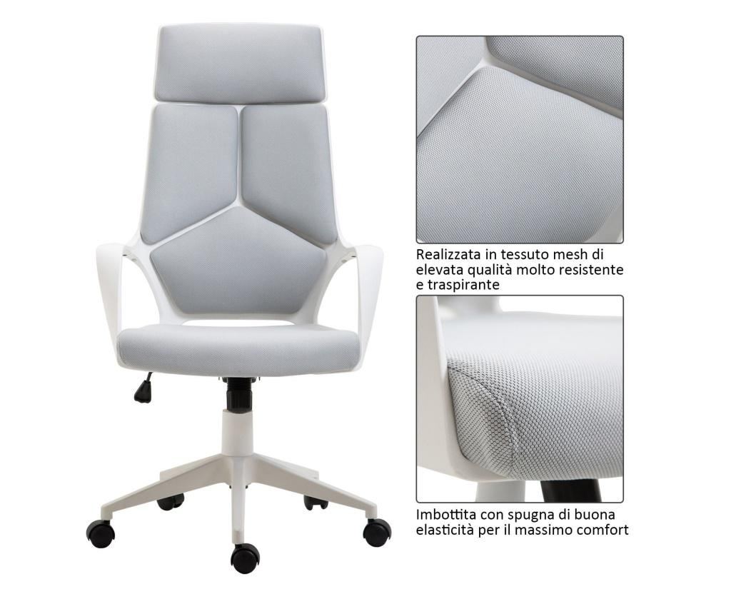 Homcom Scau De Birou Ergonomic Fotoliu Prezidential In Tesatura Reglabila Si Rotativ In Mesh, Grigio - 5