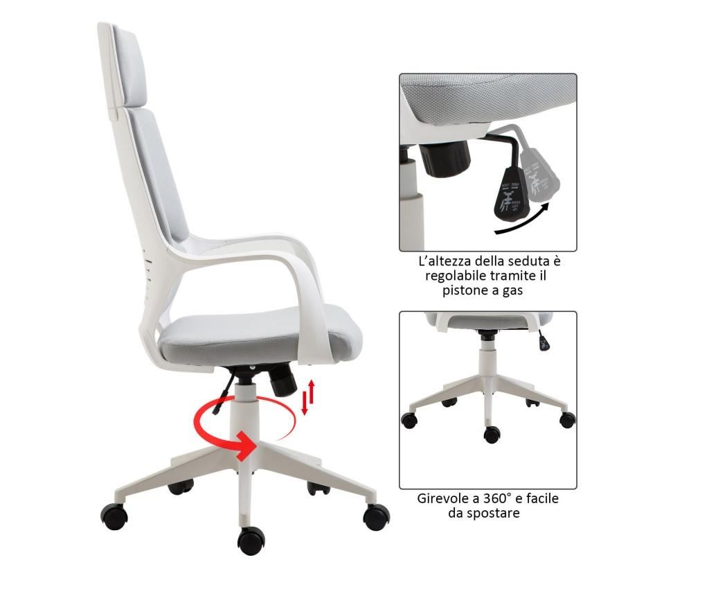 Homcom Scau De Birou Ergonomic Fotoliu Prezidential In Tesatura Reglabila Si Rotativ In Mesh, Grigio - 6