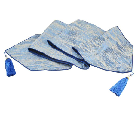 Traversa de masa Signes Grimalt, poliester, 32x200 cm, albastru/gri
