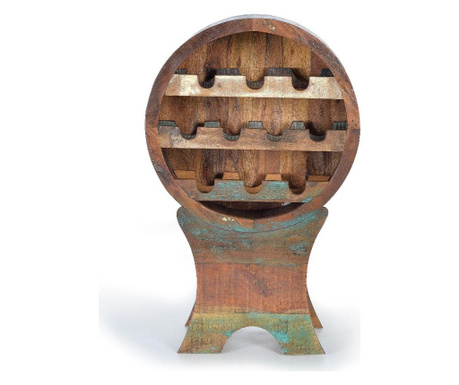 Suport pentru sticle Giner Y Colomer, lemn reciclat, 60x32x95 cm, multicolor
