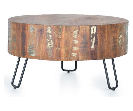 Masa Giner Y Colomer, lemn reciclat, 70x70x38 cm, multicolor