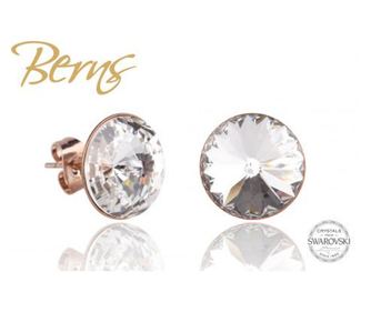 Cercei, cristale Swarovski, rosegold, diametru 12mm