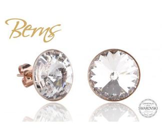 Cercei, cristale Swarovski, Rosegold, diametru 14mm
