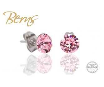 Cercei, cristale Swarovski, roz, diametru 6mm