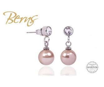 Cercei, perle Swarovski, bronz, diametru 8mm
