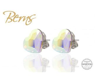 Cercei, cristale Swarovski, forma inima, cu reflexii, 10 mm