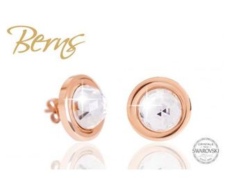 Cercei, cristale Swarovski, margine rosegold, diametru 10 mm