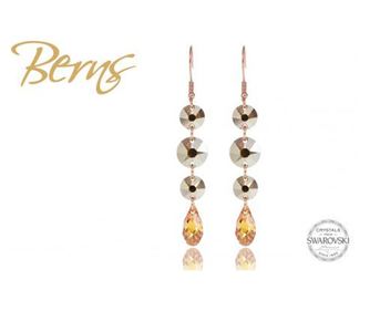 Cercei, 4 cristale Swarovski, auriu/rosegold