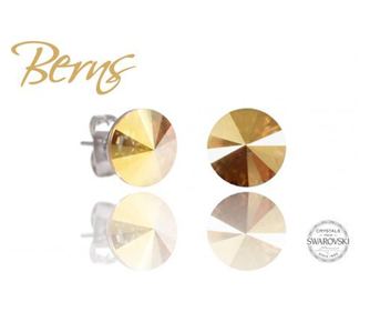 Cercei, cristale Swarovski, galben, diametru 8mm