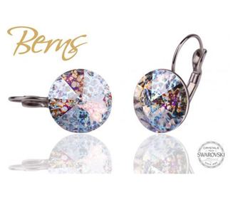 Cercei, cristale Swarovski, cu agatatoare, multicolor, cu model, diametru 14mm