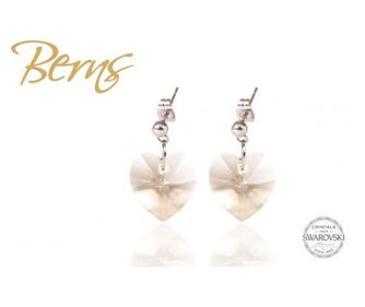 Cercei, cristale Swarovski, forma inima, crem