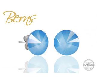 Cercei, cristale Swarovski, albastru, diametru 12 mm