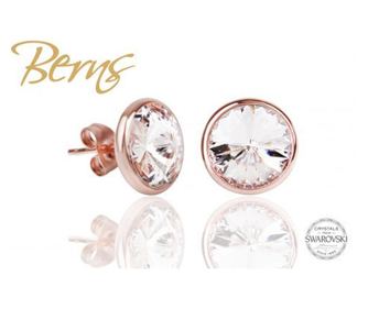 Cercei, cristale Swarovski, rosegold, diametru 10 mm
