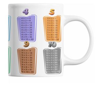 Cana educativa pentru copii cu tabla inmultirii, 300ml Js Coatings, ceramica, 8x8x9 cm