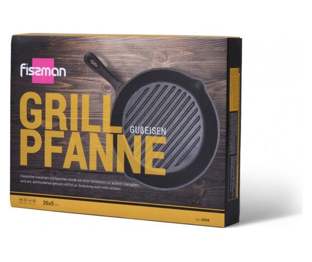 Fissman grill serpenyő, 24x5 cm, fekete, öntöttvas