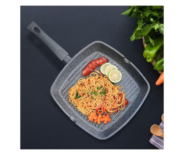 Fissman-Grey Stone grill serpenyő, 24x4 cm, szürke, alumínium