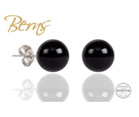 Cercei, perle Swarovski, negru, 10 mm