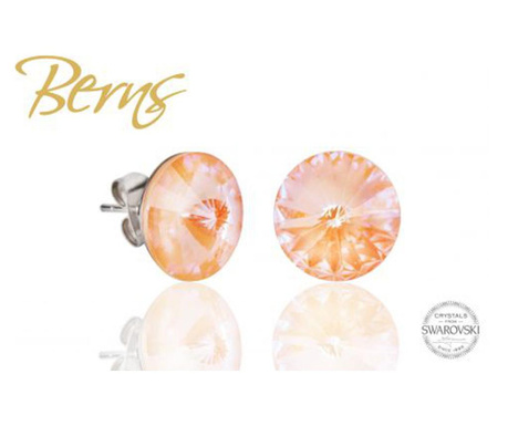 Cercei, cristale Swarovski, peach, diametru 12 mm
