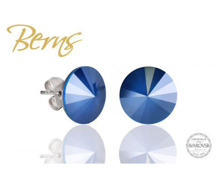Cercei, cristale Swarovski, albastru, diametru 12 mm