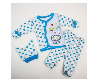 Pijama 3 Piese Hello World Bleu  0-6 luni