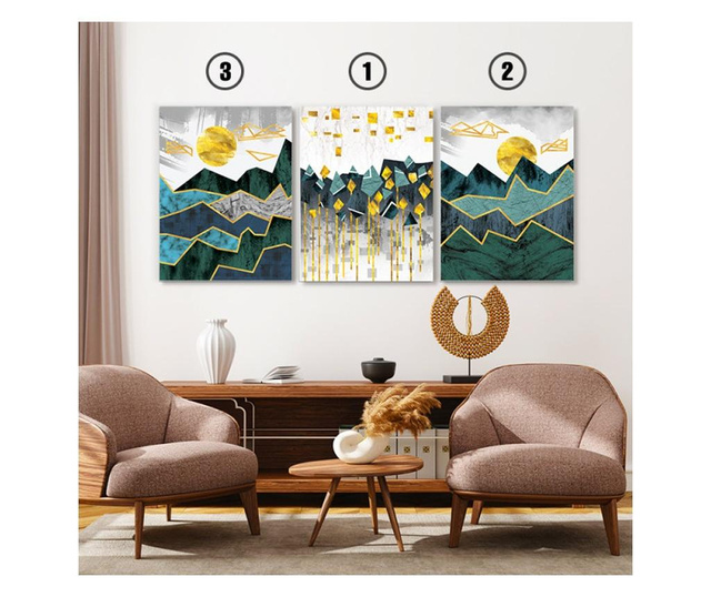 Set 3 Tablouri - Abstract Mountain  90x120 cm