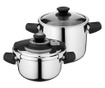 Set 2 oale sub presiune BergHOFF-Vita,22cm,4/7l,inox 18/10, argintiu/negru